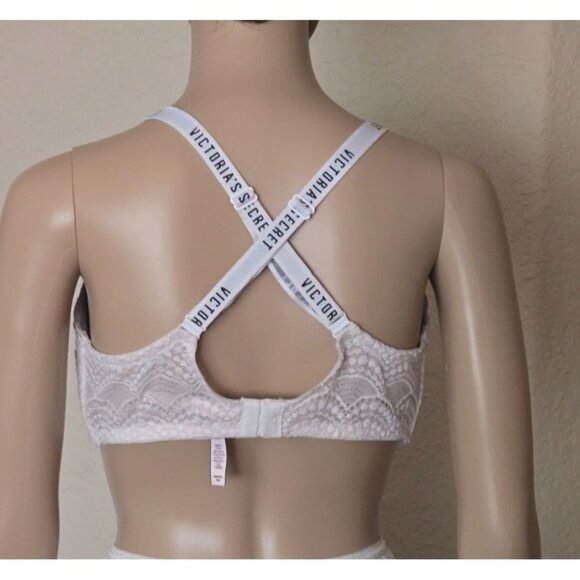 Victoria's Secret No Wire Wireless Lined white lace overlay size 36DDD - Picture 4 of 7